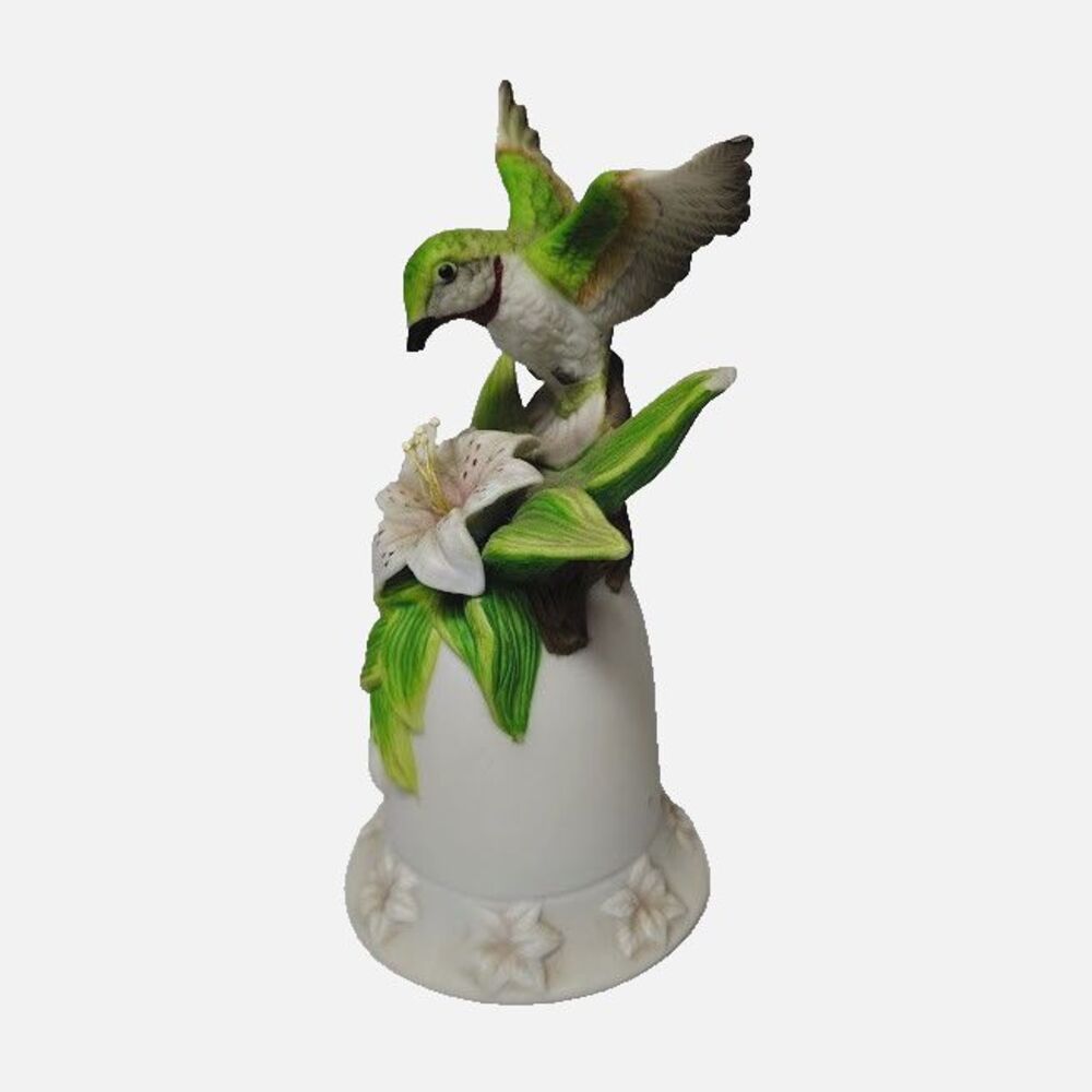 Seymour Mann Hummingbird Bell Ceramic Bell Pink Flower Bernini 5.75 In Tall - Picture 2 of 6